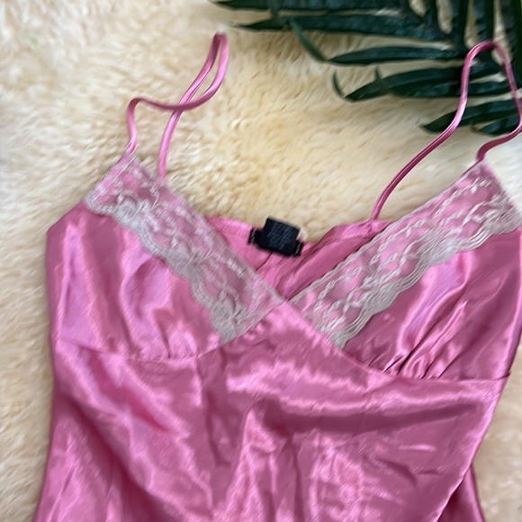 Pink Satin Camisole Top with Lace Trim by Eyeshadow/ Size Small - Picture 2 of 7